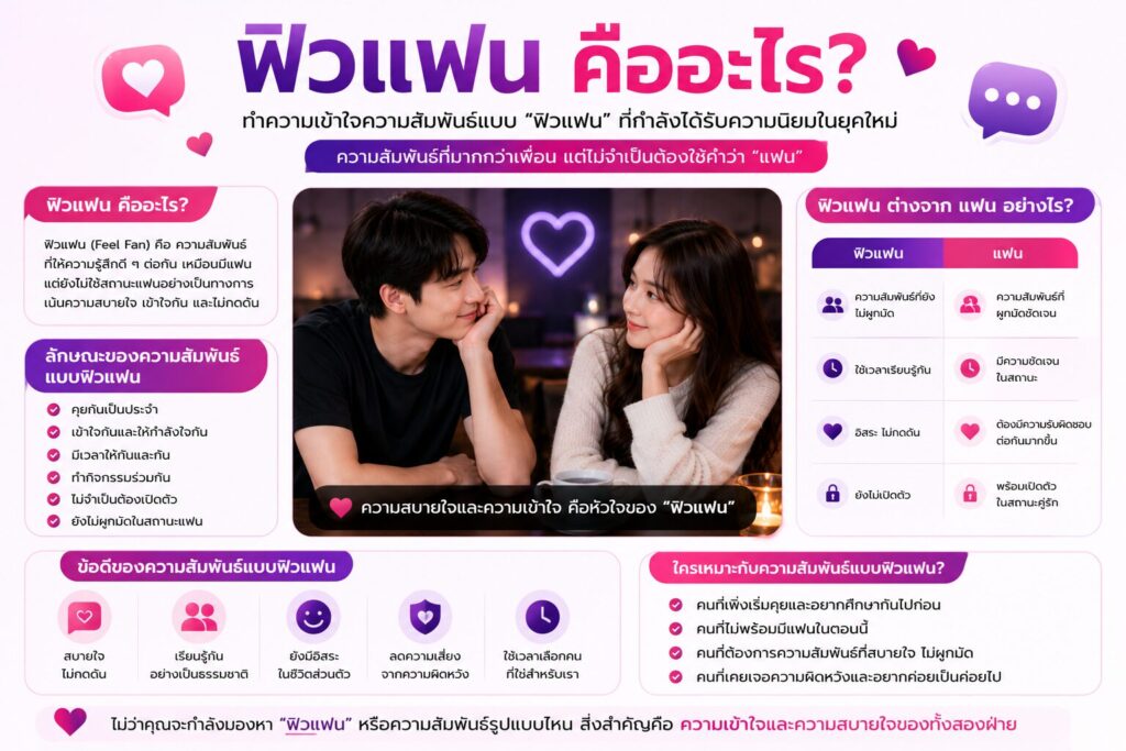 ฟิวแฟน คืออะไร อธิบายความหมายของความสัมพันธ์แบบฟิวแฟน ความแตกต่างระหว่างฟิวแฟนกับแฟน และลักษณะความสัมพันธ์ยุคใหม่