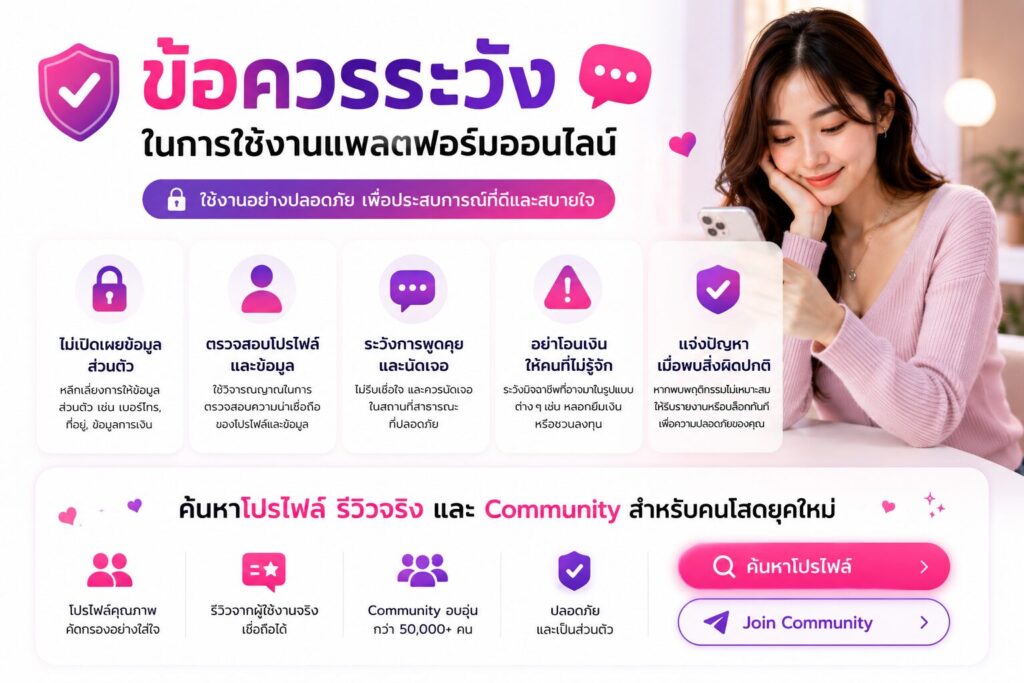 ข้อควรระวังในการใช้งานแพลตฟอร์มออนไลน์ พร้อมการค้นหาโปรไฟล์ รีวิวจริง และ Community สำหรับผู้ใช้งานบน NongNong